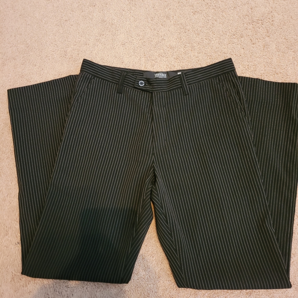 Versace size 31 black/white pinstriped pants